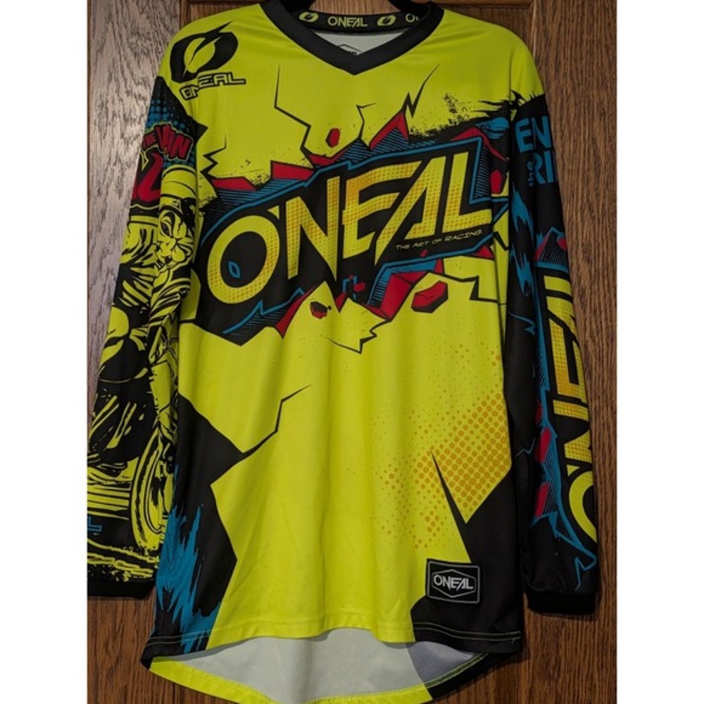 O'Neal Motocross Jersey Neon Yellow Black Long Sleeve‎ MX BMX Read